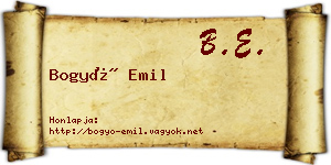 Bogyó Emil névjegykártya
